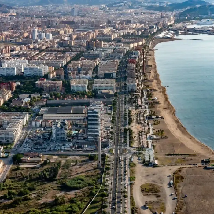 Fotografía aérea del paseo marítimo de Málaga