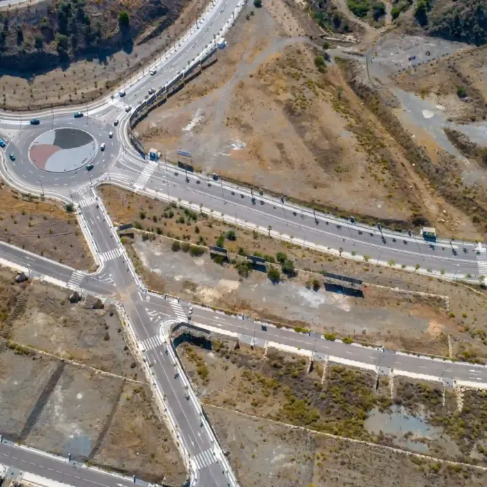 Plano aéreo de urbanización de viales.