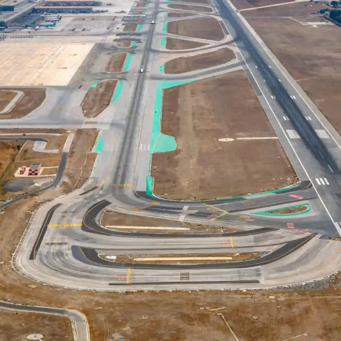 Captura aérea de la pista principal del Aeropuerto de Málaga